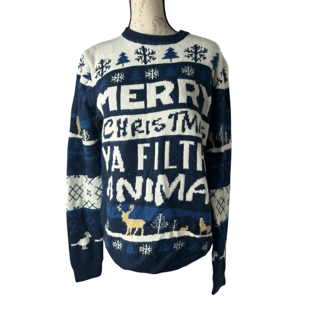 Merry Christmas Ya Filthy Animal Home Alone You Look Ugly Today Sweater Sz Small